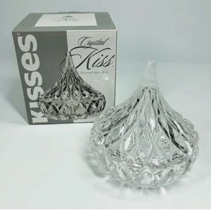 Brand New Shannon Lead Crystal Hershey's Kiss Shaped Covered Candy Dish godinger